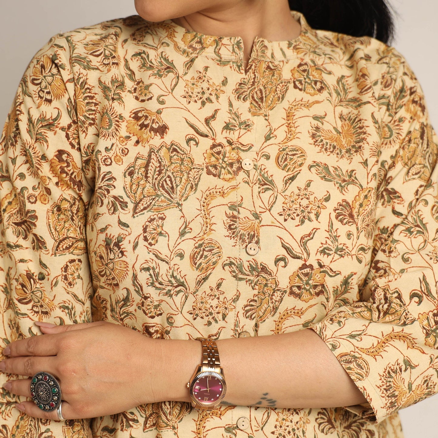 Buy Pedana Kalamkari Block Printed Cotton Kurta with Palazzo Set Online at iTokri.com