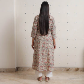 Pedana Kalamkari Block Print Cotton A-Line Kurta For Women