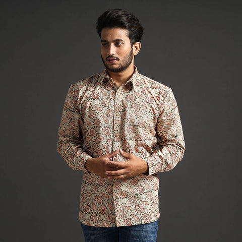 Pedana Kalamkari Block Printed Cotton Men Full Sleeve Shirt