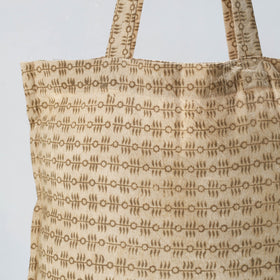 Beige Pedana Kalamkari Block Printed Cotton Shopping Bag