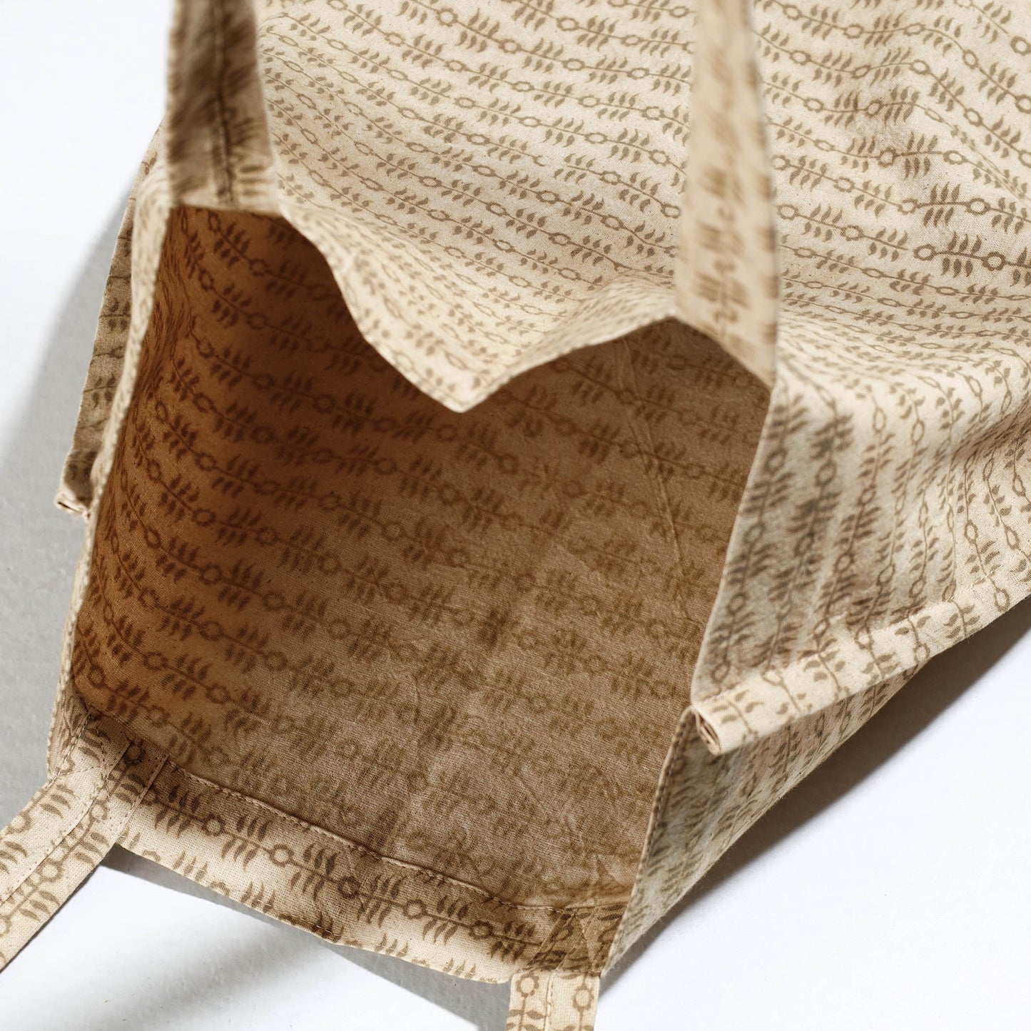 Beige Pedana Kalamkari Block Printed Cotton Shopping Bag