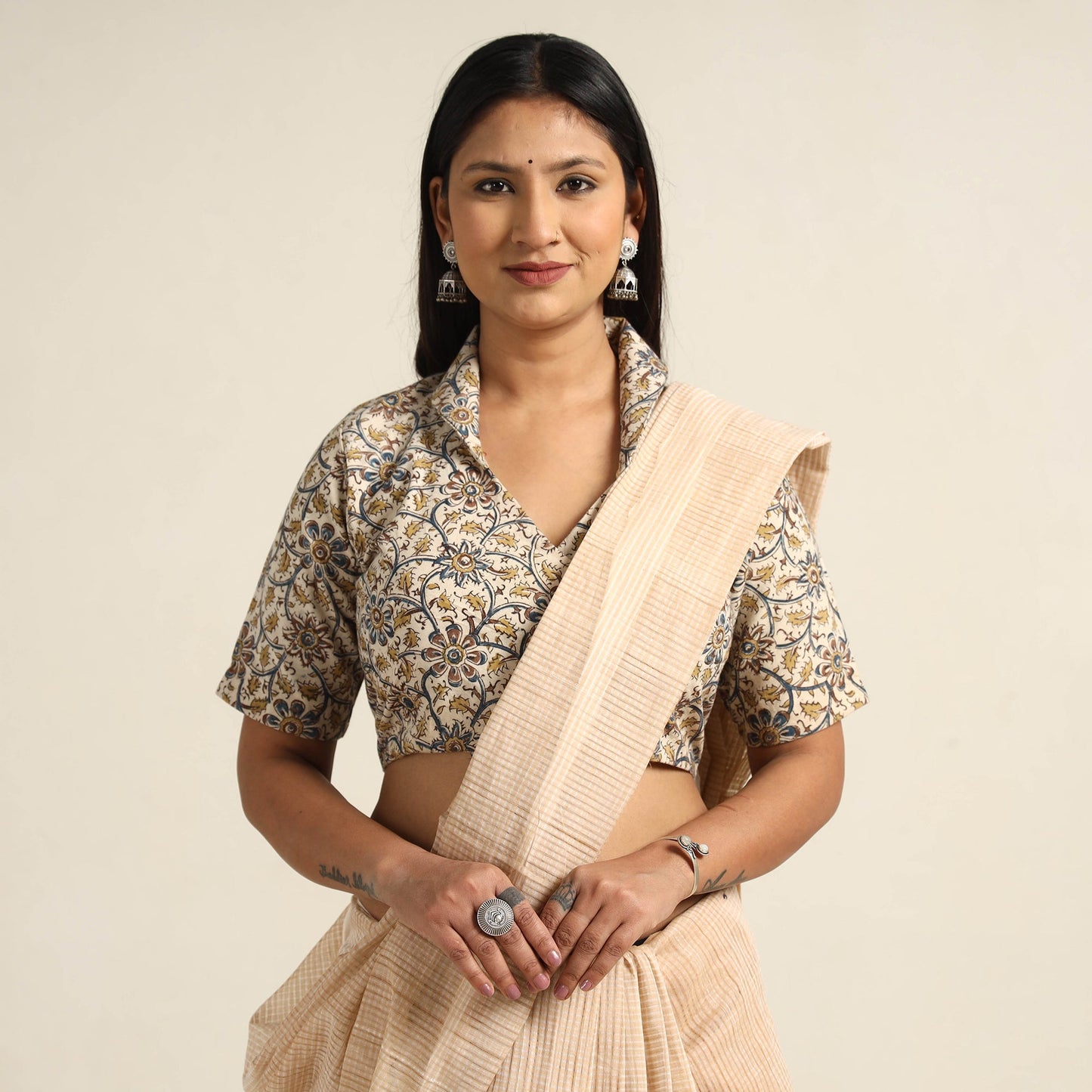 Buy Pedana Kalamkari Block Printed Cotton Stitched Blouse 