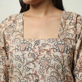 Buy Pedana Kalamkari Block Printed Cotton Tiered Dress 02 Online at iTokri.com