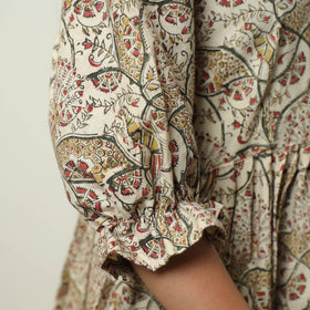 Buy Pedana Kalamkari Block Printed Cotton Tiered Dress 06 Online at iTokri.com