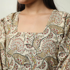 Buy Pedana Kalamkari Block Printed Cotton Tiered Dress 06 Online at iTokri.com