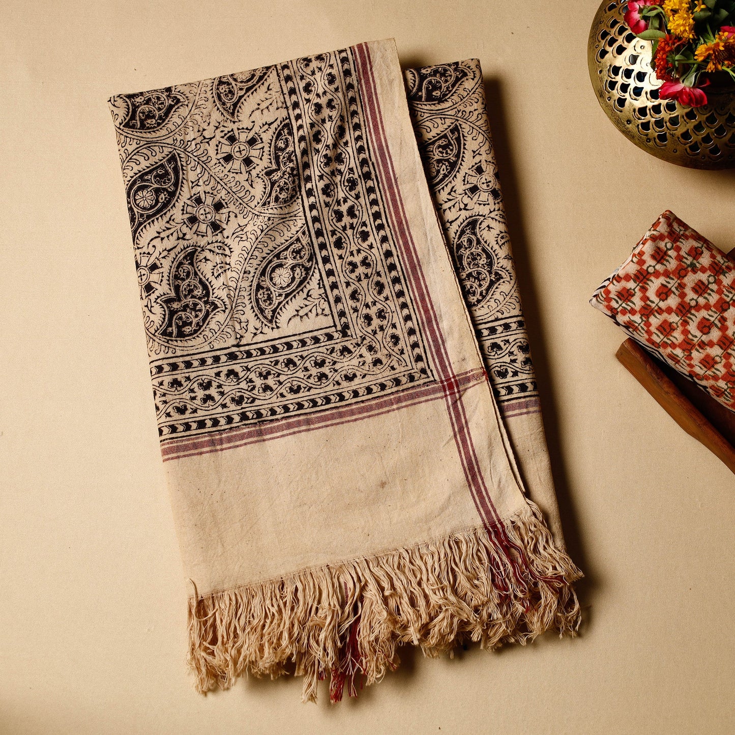  Pedana Kalamkari Block Printing Handloom Cotton Towel Online at iTokri.com