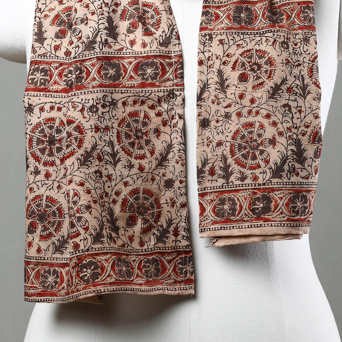  Pedana Kalamkari Block Printed Natural Dyed Cotton Stole 12 Online at iTokri.com