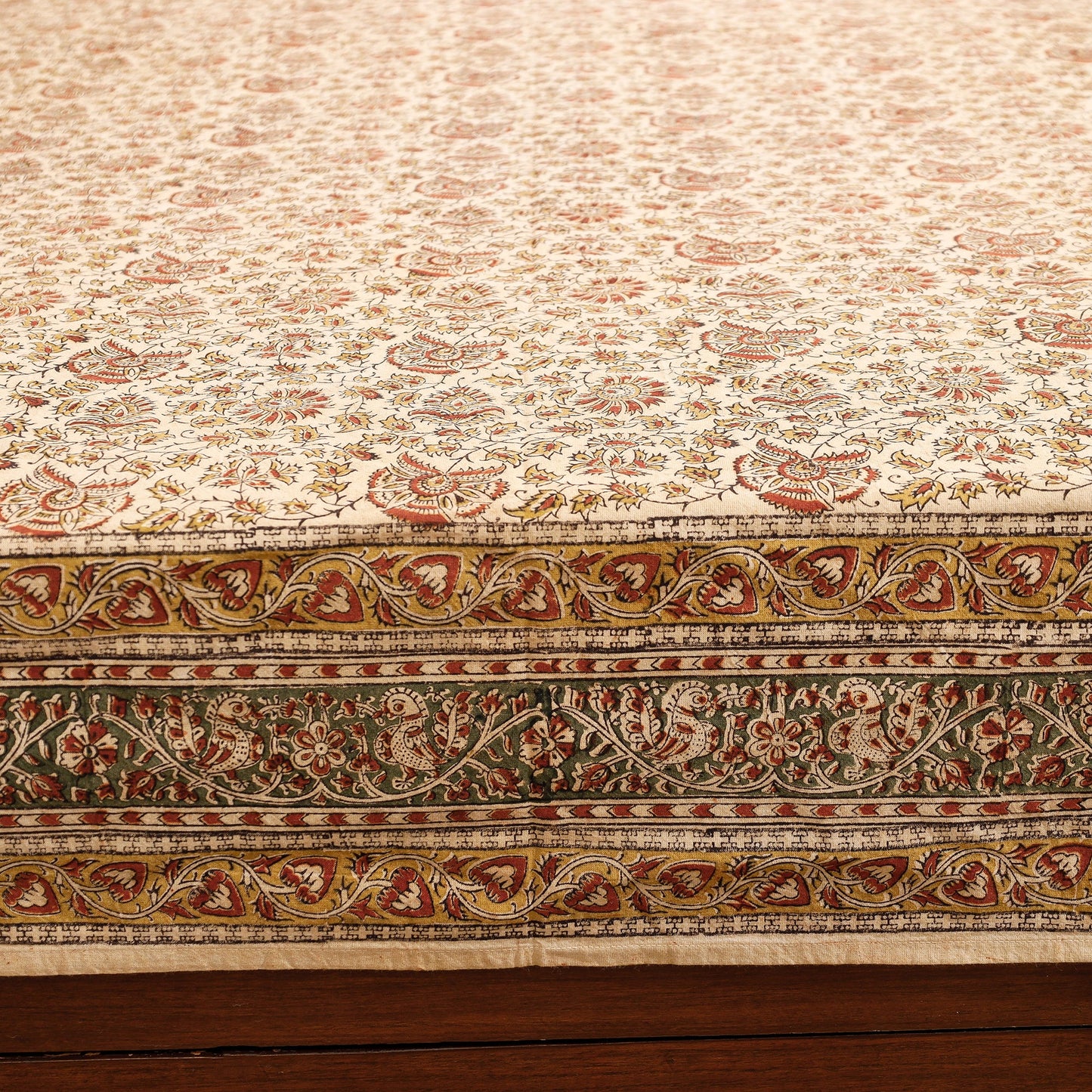  Pedana Kalamkari Block Printing Cotton Double Bed Cover Online at iTokri.com