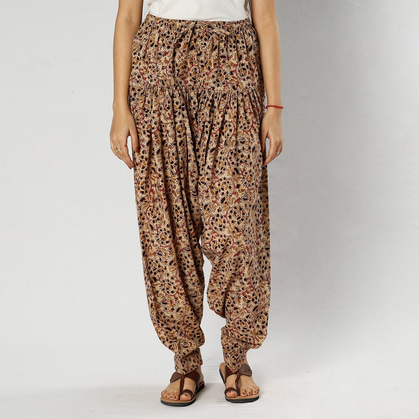 Buy Pedana Kalamkari Block Printing Cotton Elasticated Salwar Online at iTokri.com