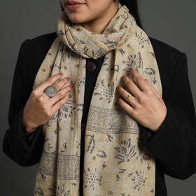 Block Print Pedana Kalamkari Wool Stole 