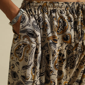  Beige Pedana Block Print Mul Cotton Kalamkari Salwar