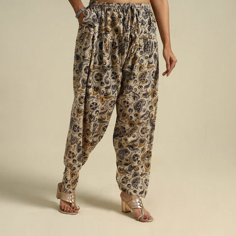  Beige Pedana Block Print Mul Cotton Kalamkari Salwar