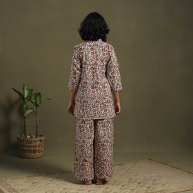 Beige Pedana Natural Dyed Block Print Kalamkari Co-ord Set 
