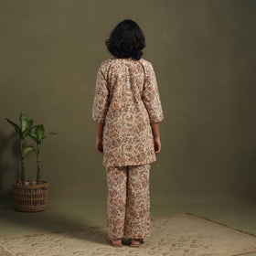 Beige Pedana Natural Dyed Block Print Kalamkari Co-ord Set 