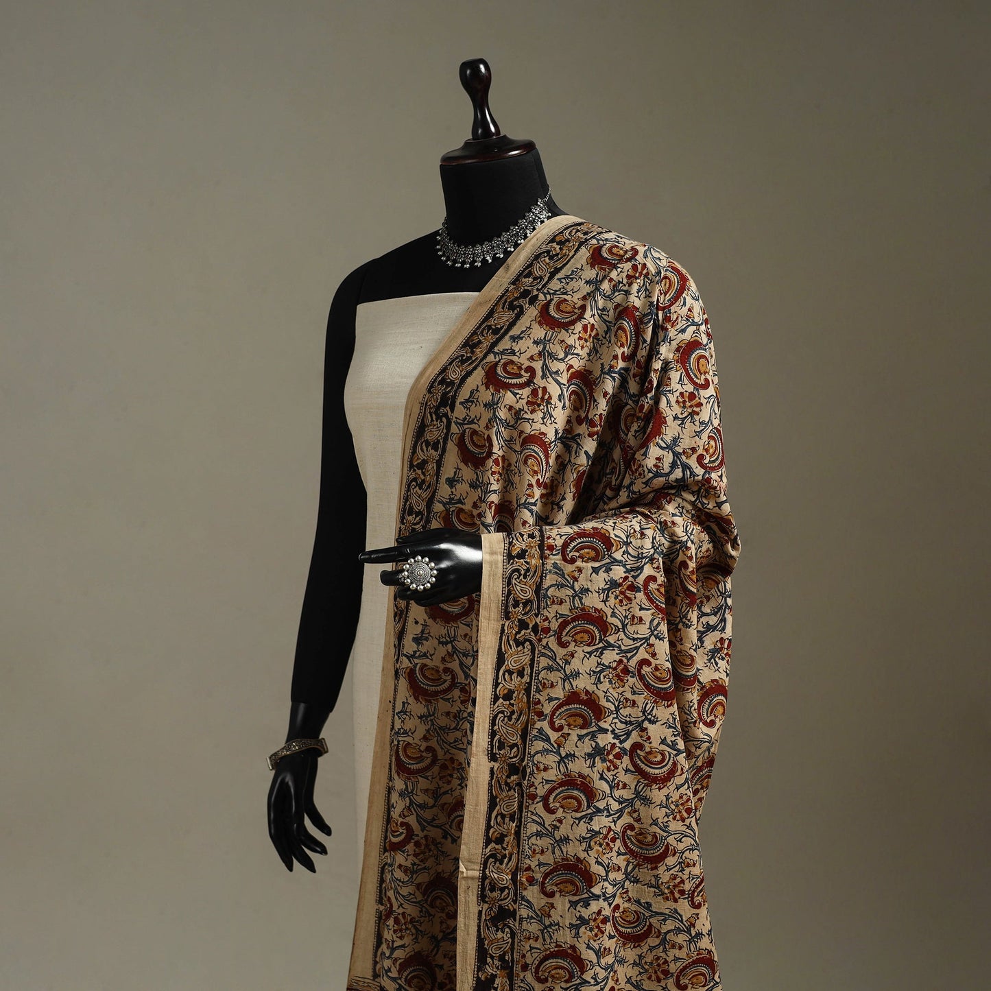 Pedana natural dyed cotton kalamkari dupatta 07