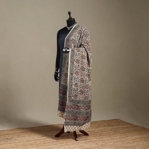 Beige - pedana natural dyed cotton kalamkari dupatta 13