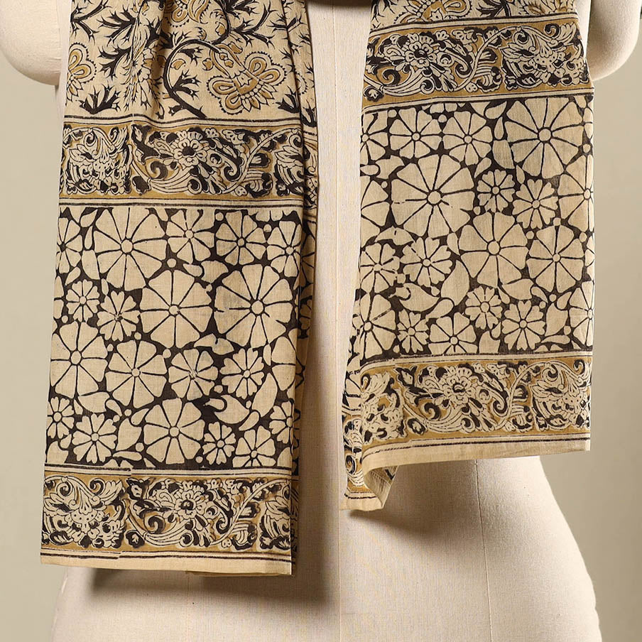 Pedana Block Print Natural Dyed Cotton Kalamkari Stole