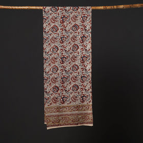 Beige Pedana Block Print Natural Dyed Cotton Kalamkari Stole