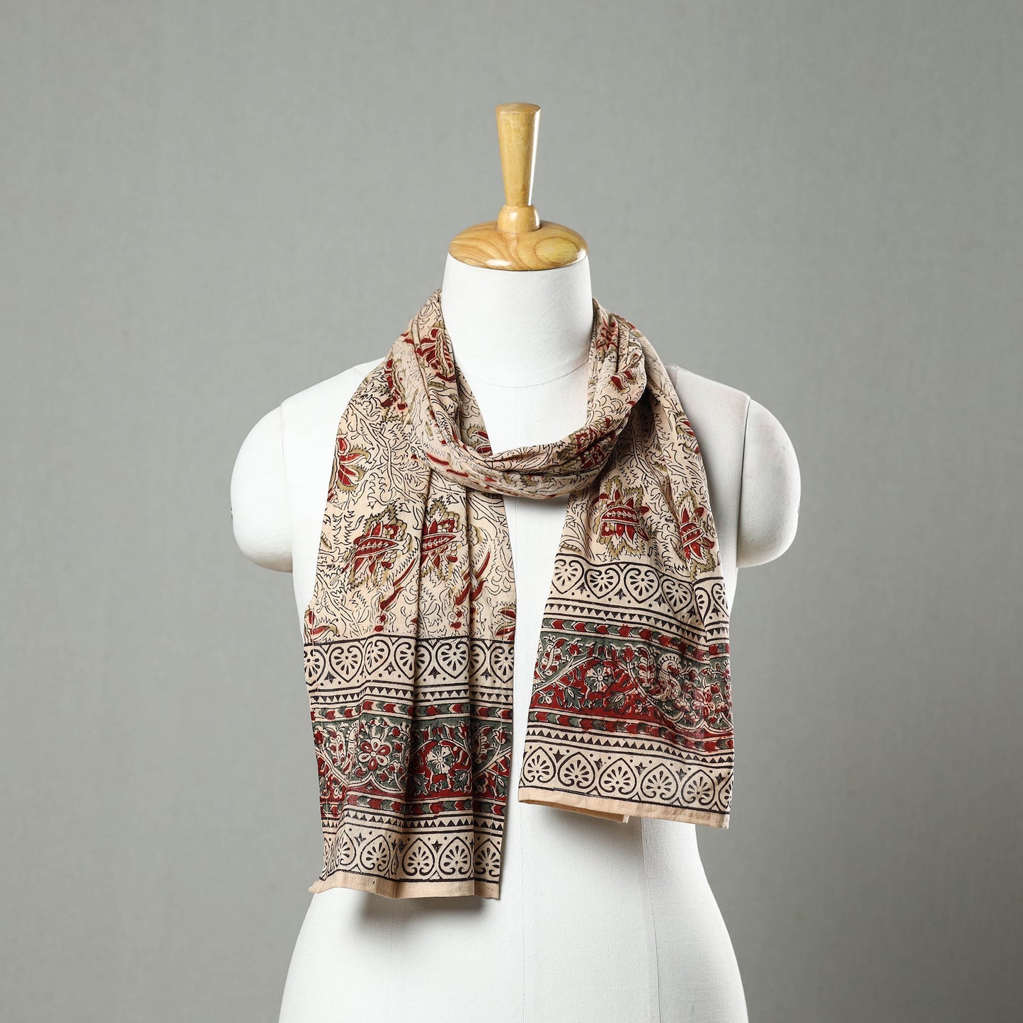 Pedana Block Print Natural Dyed Cotton Kalamkari Stole