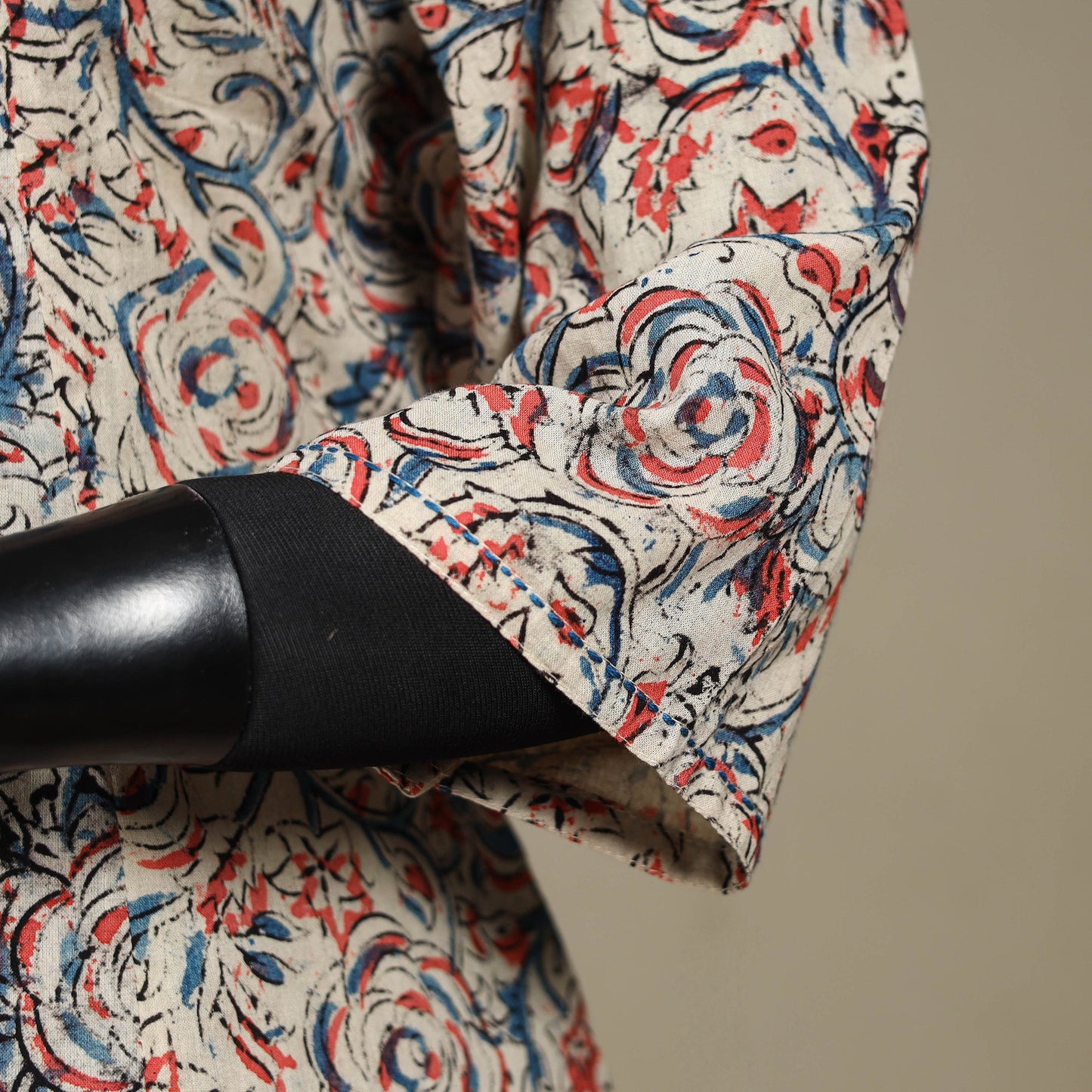 Beige - pedana natural dyed cotton a-line hand embroidery