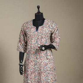 Beige - pedana natural dyed cotton a-line hand embroidery