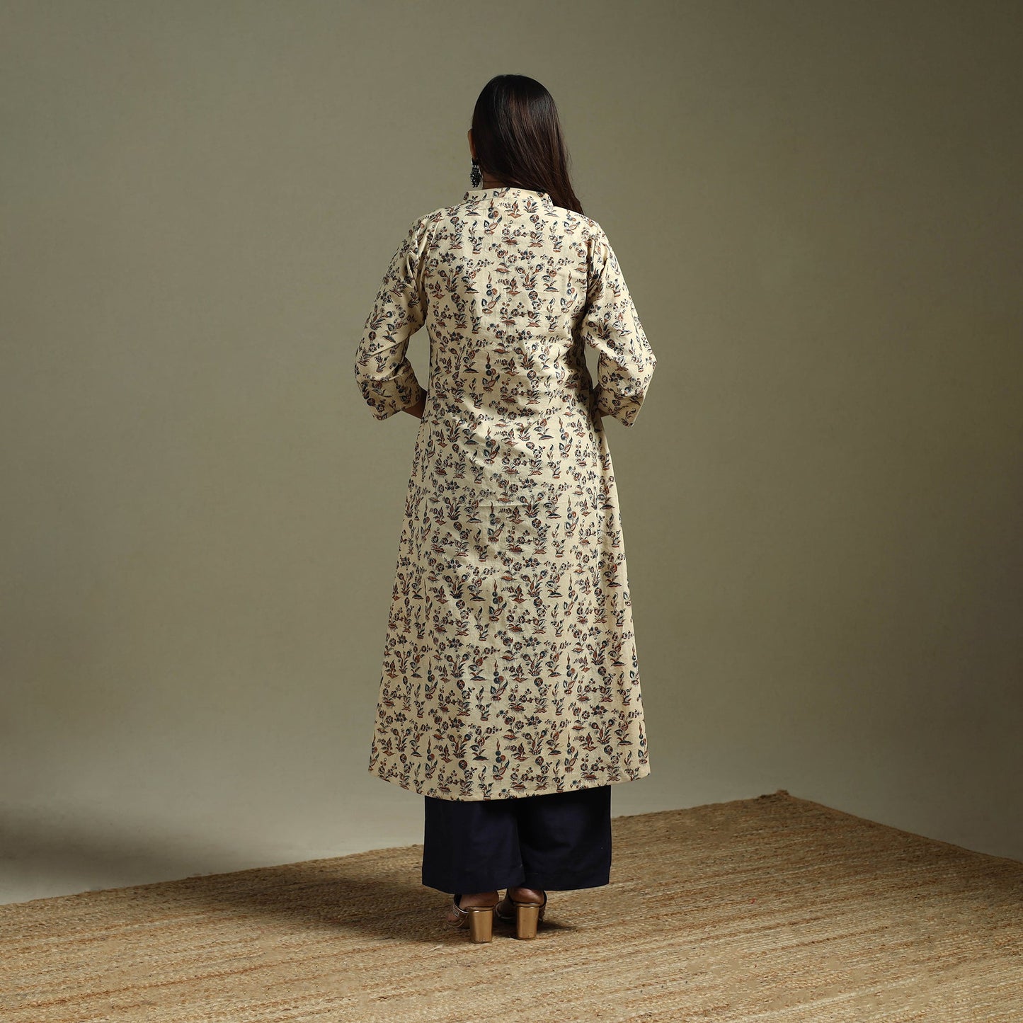 Beige - pedana natural dyed cotton a-line kalamkari kurta