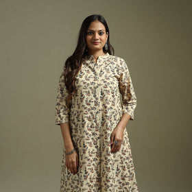 Beige - pedana natural dyed cotton a-line kalamkari kurta