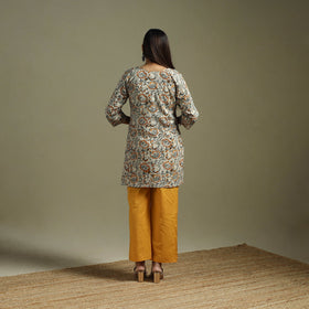 Beige - pedana natural dyed cotton short kalamkari kurta 17