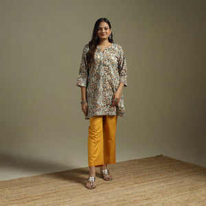 Beige - pedana natural dyed cotton short kalamkari kurta 17