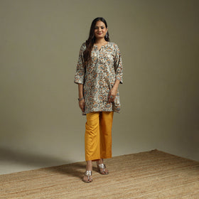 Beige - pedana natural dyed cotton short kalamkari kurta 17
