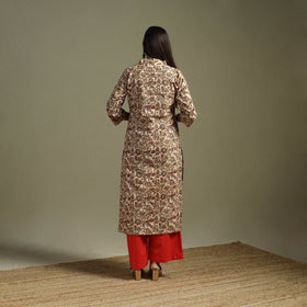 Beige - pedana natural dyed cotton straight kalamkari kurta