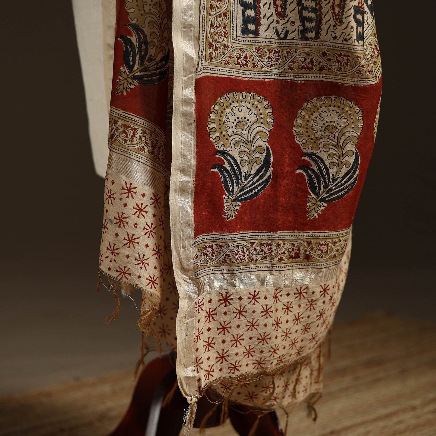 Orange - pedana natural dyed hand kalamkari dupatta