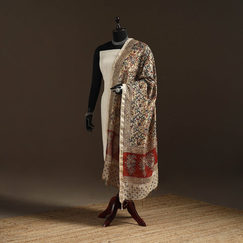 Orange - pedana natural dyed hand kalamkari dupatta