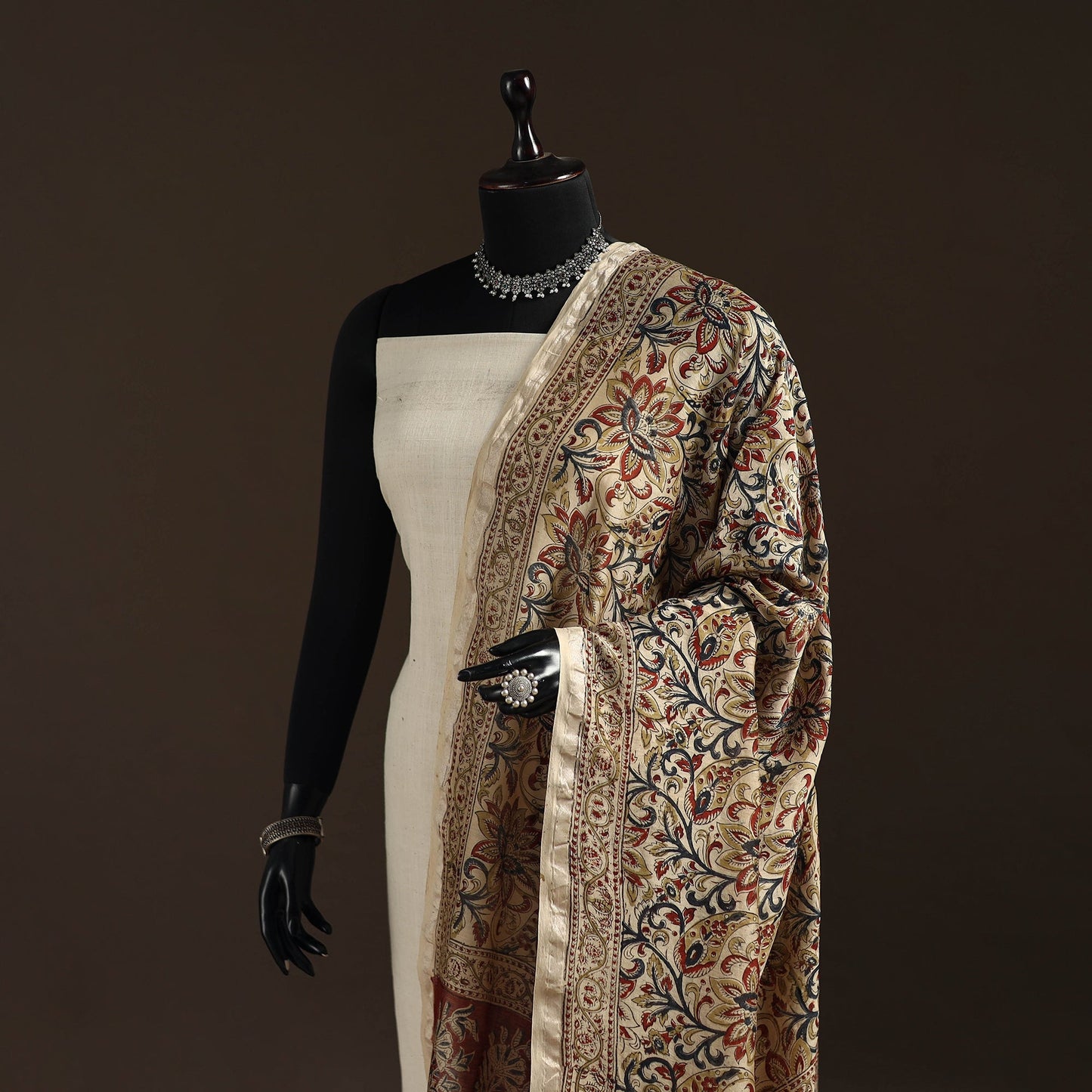 Orange - pedana natural dyed hand kalamkari dupatta