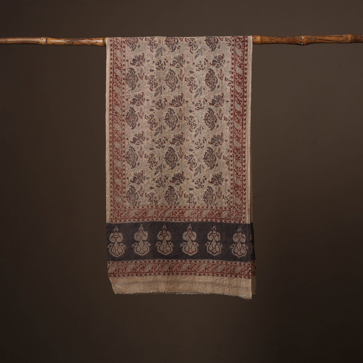 Pedana natural dyed hand wool kalamkari stole 04