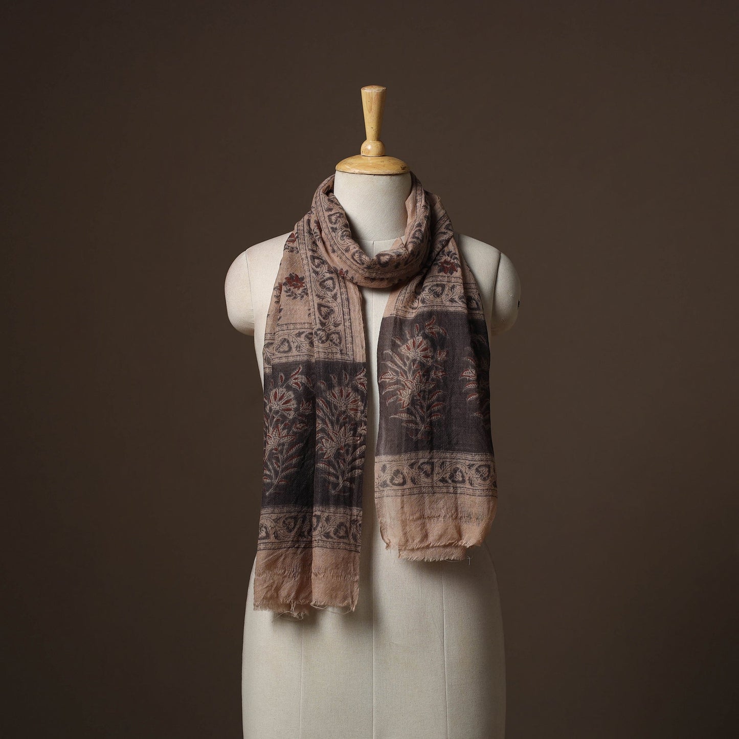 Pedana natural dyed hand wool kalamkari stole 07