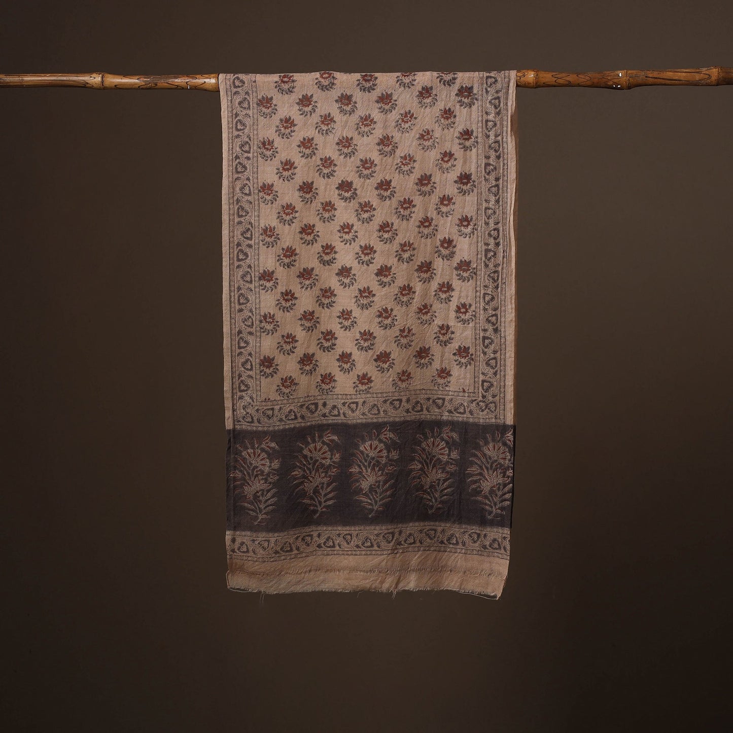Pedana natural dyed hand wool kalamkari stole 07