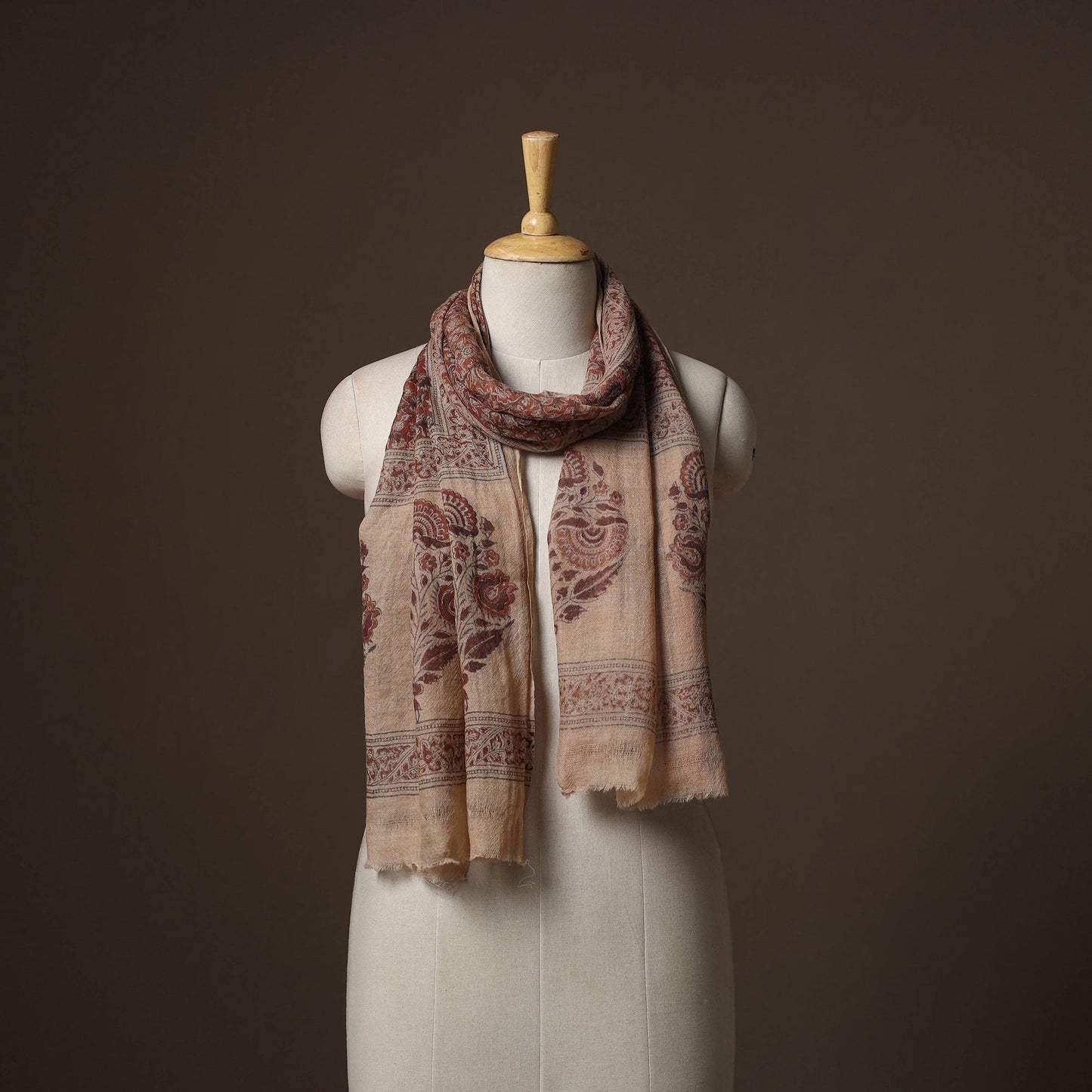 Pedana natural dyed hand wool kalamkari stole 09