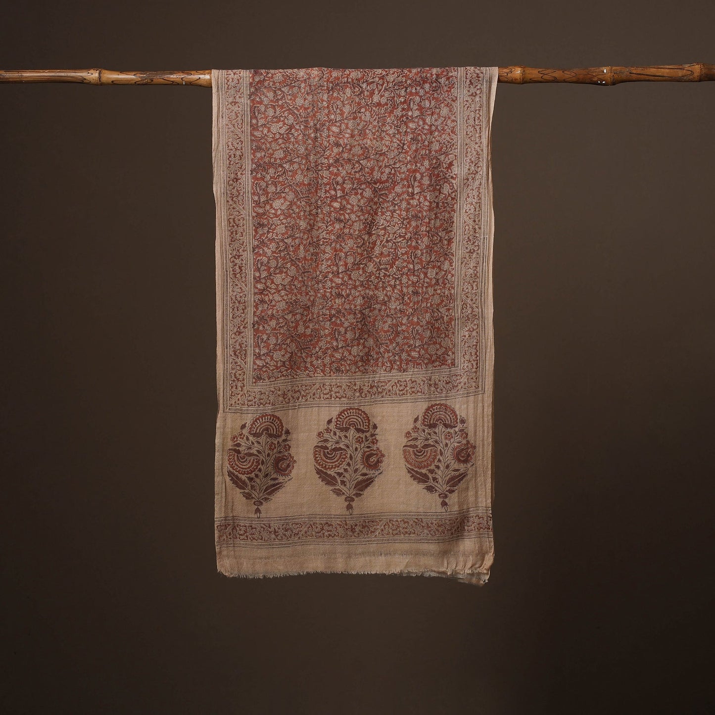 Pedana natural dyed hand wool kalamkari stole 09