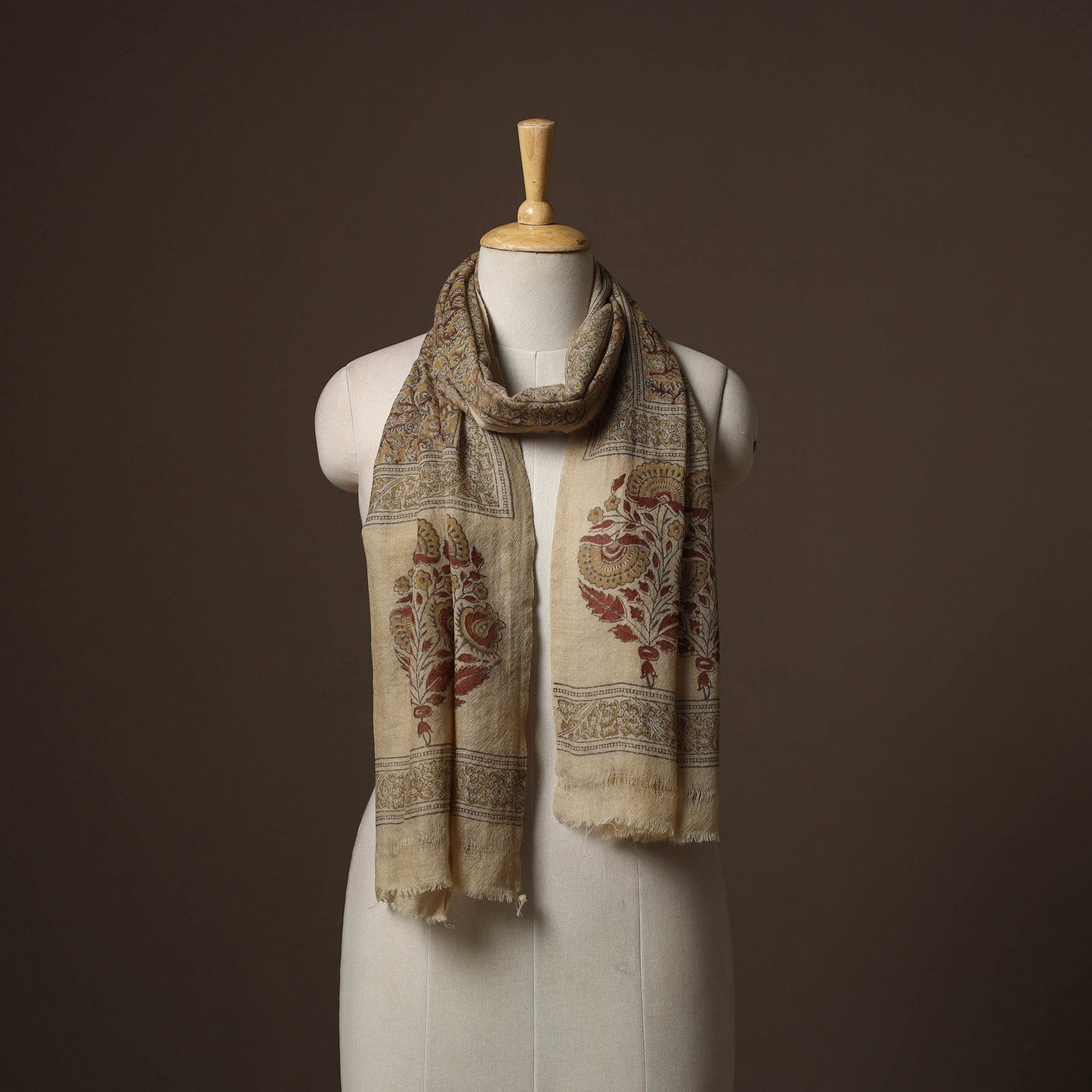 Pedana natural dyed hand wool kalamkari stole 11