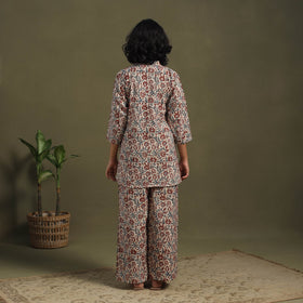 Beige Pedana Natural Dyed Block Print Kalamkari Co-ord Set 