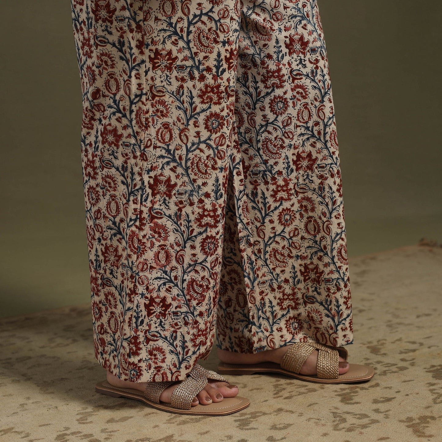 Beige Pedana Natural Dyed Block Print Kalamkari Co-ord Set 