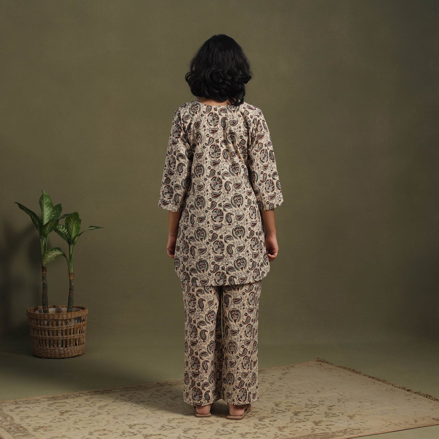 Beige - pedana natural dyed kalamkari co-ord set 07