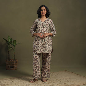 Beige - pedana natural dyed kalamkari co-ord set 07