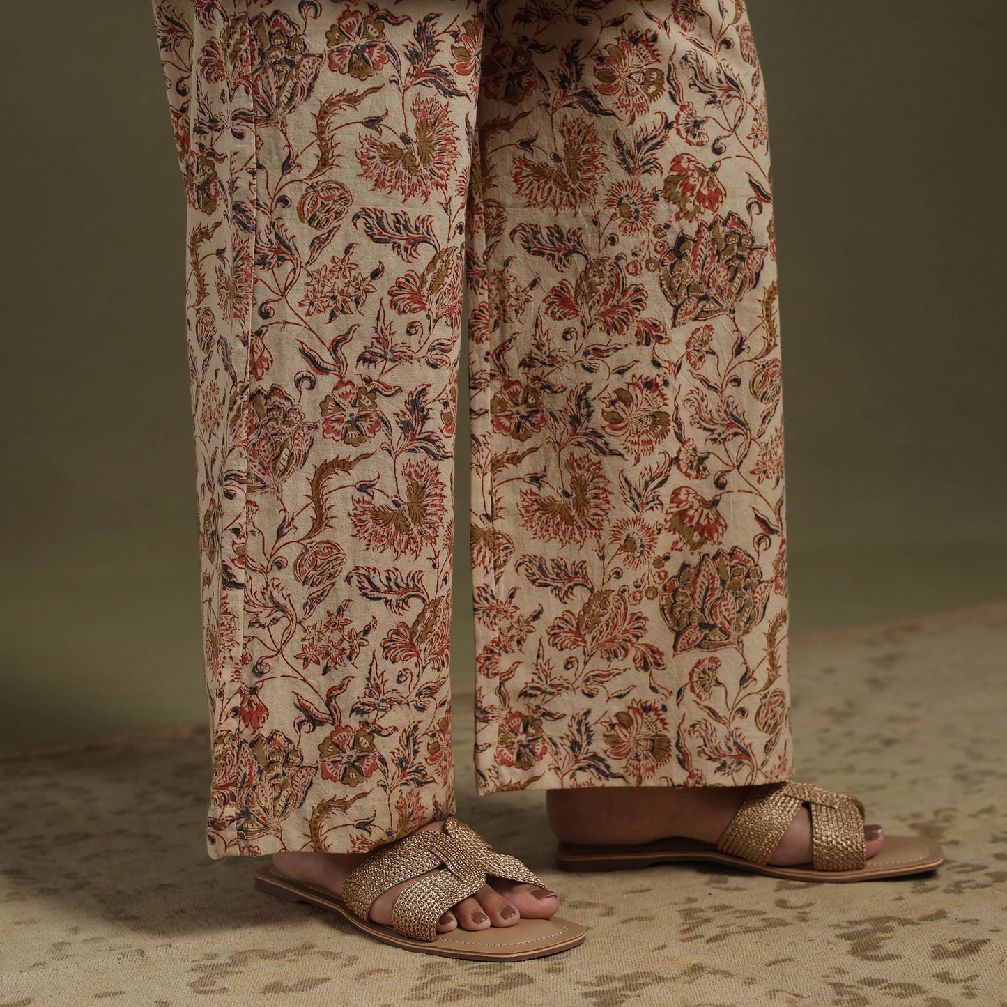 Beige Pedana Natural Dyed Block Print Kalamkari Co-ord Set 
