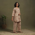 Beige Pedana Natural Dyed Block Print Kalamkari Co-ord Set 
