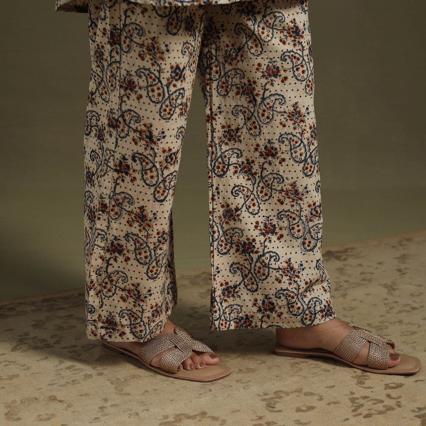 Beige Pedana Natural Dyed Block Print Kalamkari Co-ord Set 