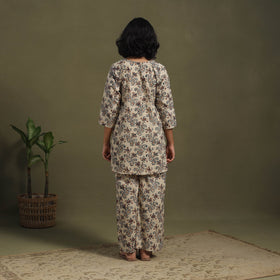 Beige Pedana Natural Dyed Block Print Kalamkari Co-ord Set 