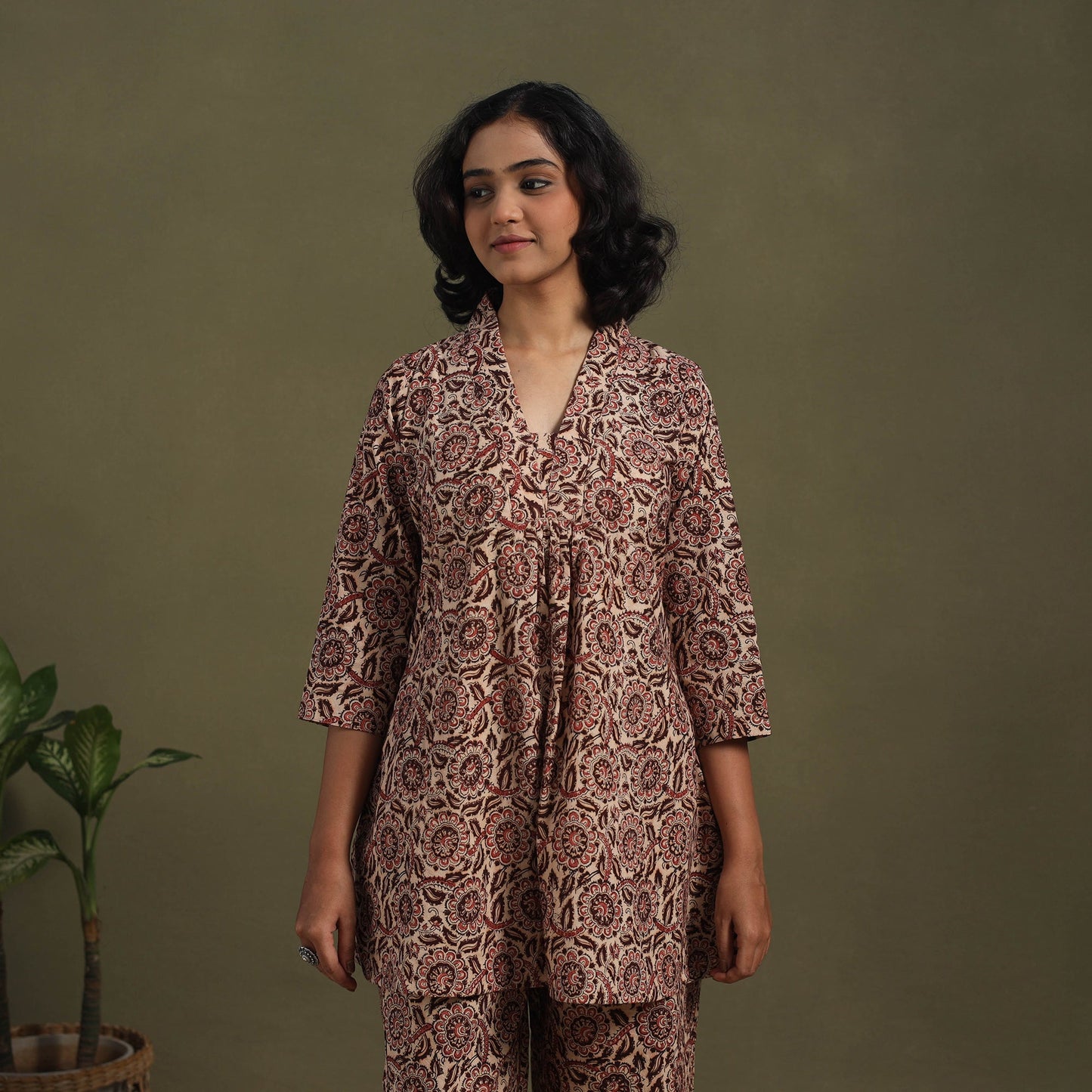 Beige - pedana natural dyed kalamkari co-ord set 13