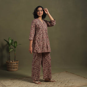 Beige - pedana natural dyed kalamkari co-ord set 13